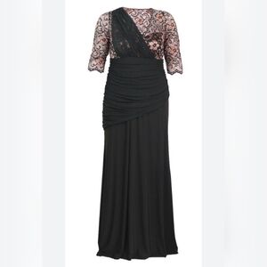 Kiyonna Isabella Soiree Evening Gown 0X Black and rose gold lace